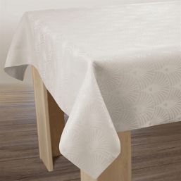 Tablecloth anti-stain rectangular, ecru damask relief