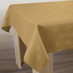 Rectangular anti-stain tablecloth, saffron embossed damask