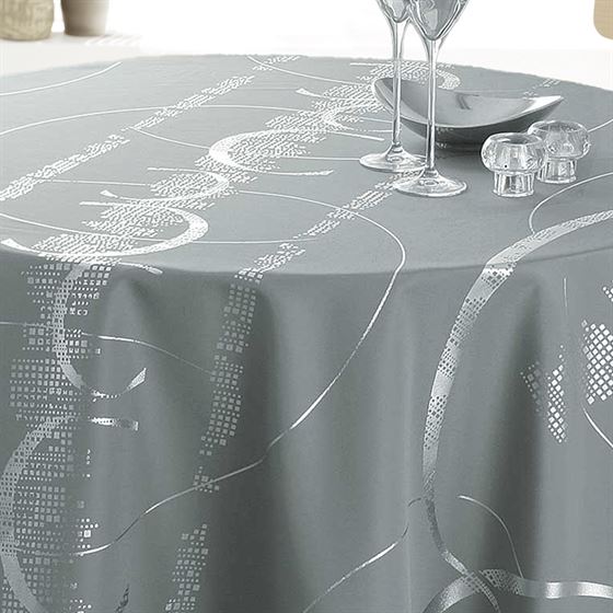 Nappe de table gris avec des rayures argentées | Franse Tafelkleden