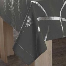 Tafelkleed antraciet met zilveren strepen | Franse Tafelkleden
