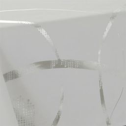 Tablecloth stark white with silver stripes | Franse Tafelkleden