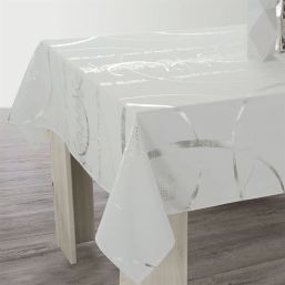 Nappe de table blanc pur avec des rayures argentées | Franse Tafelkleden