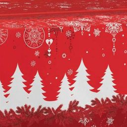 Tablecloth anti-stain red christmas fir | Franse Tafelkleden