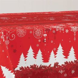 Tischdecke Anti-Fleck rot Weihnachts stanne | Franse Tafelkleden