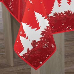 Tablecloth anti-stain red christmas fir | Franse Tafelkleden