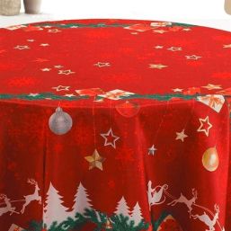 Tafelkleed anti-vlek rood kerst spar en ster | Franse Tafelkleden