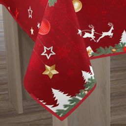 Tafelkleed anti-vlek rood kerst spar en ster | Franse Tafelkleden