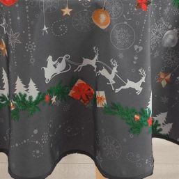 Tafelkleed anti-vlek grijs kerst spar en ster | Franse Tafelkleden