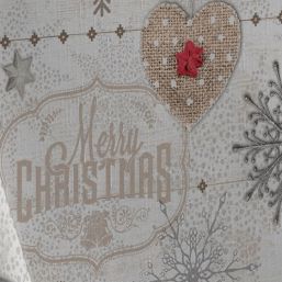 Tischdecke beige weihnacht fichte und stern | Franse Tafelkleden
