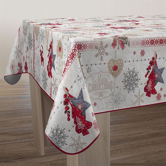Beige merry christmas spruce and star tablecloth rectangular