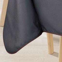 Tablecloth anti-stain anthracite with leaves | Franse Tafelkleden