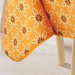 Tischdecke Anti-Fleck blau und orange Blumen | Franse Tafelkleden
