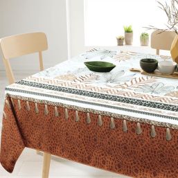 Tablecloth anti-stain tropicana with loop fringe | Franse Tafelkleden