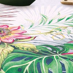 Tablecloth anti-stain tropical blue | Franse Tafelkleden