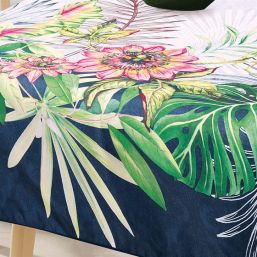 Tischdecke Anti-Fleck tropisches blau | Franse Tafelkleden