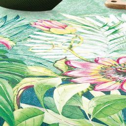 Tischdecke Anti-Fleck tropisches grün | Franse Tafelkleden