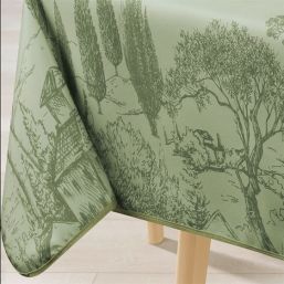 Tablecloth anti-stain olive green provence | Franse Tafelkleden