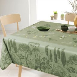 Tablecloth rectangular anti-stain green Provence, olives