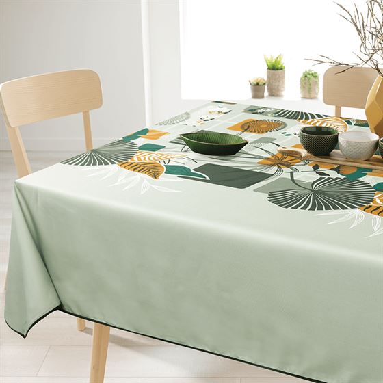 Tablecloth rectangular anti-stain green Provence, leaves