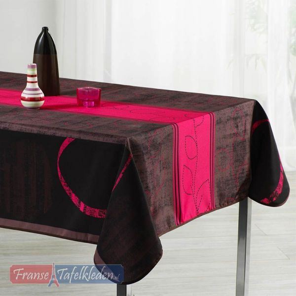 Tischdecke Rouge Streifen Blätter 300 X 148 französische Tischdecken