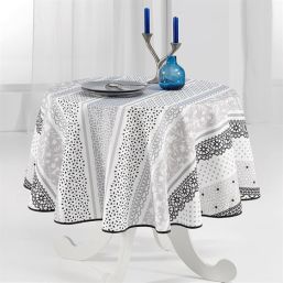 Tischdecke taupe eng und zart 160 cm rund | Französische Tischdecken