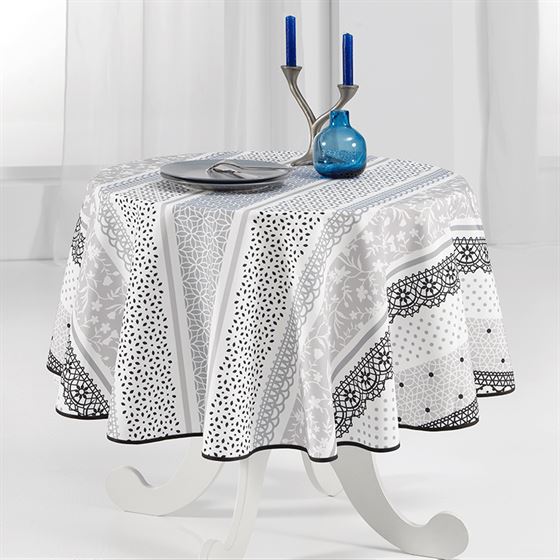 Tafelkleed taupe strak en delicaat 160 cm rond | Franse tafelkleden