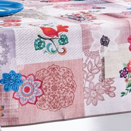Tischdecke Anti-Fleck mehrfarbige Blumen | Franse Tafelkleden