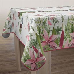Nappe de table anti tache écru à fleurs | Franse Tafelkleden