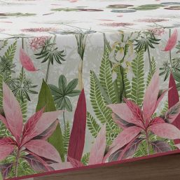 Tablecloth anti-stain ecru with flowers | Franse Tafelkleden