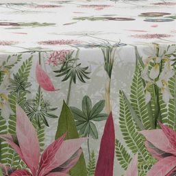 Tablecloth anti-stain ecru with flowers | Franse Tafelkleden