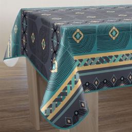 Tablecloth anti-stain turquoise Valparaiso | Franse Tafelkleden