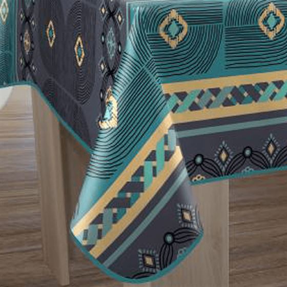 Tablecloth anti-stain turquoise Valparaiso | Franse Tafelkleden