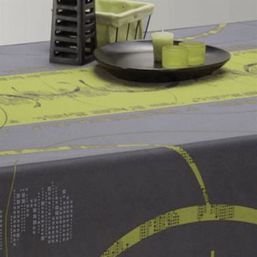 Nappe de table anti-tache gris avec rayures vertes | Franse Tafelkleden