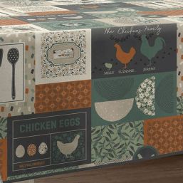 Oster-Tischdecke Anti-Fleck mit Hühnerfamilie, Jeremy, Suzzane und Milly