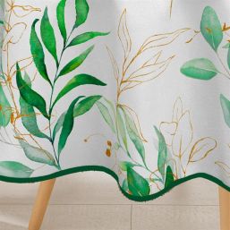Tablecloth anti-stain white with yellow leaves | Franse Tafelkleden