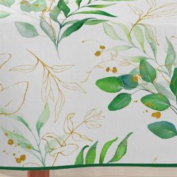Tablecloth anti-stain white with yellow leaves | Franse Tafelkleden