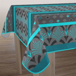 Tablecloth rectangular anti-stain Phoenix turquoise