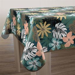 Tablecloth rectangular anti-stain with green with leaves, Ecuador