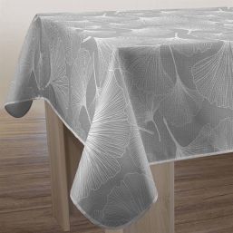 Tablecloth anti-stain gray with Ginkgo | Franse Tafelkleden