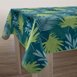 Tischdecke rechteckig schmutzabweisend grüne Palmenblätter Bali