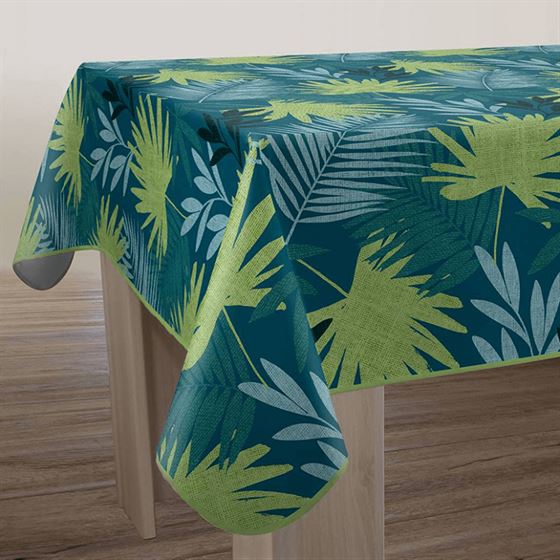 Nappe de table rectangulaire anti-tache feuilles de palmier vert Bali