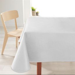 Nappe de table rectangulaire anti-tache lisse unie blanc
