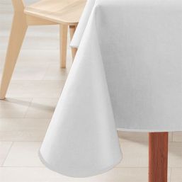 Nappe de table  rectangulaire anti-tache lisse unie blanc