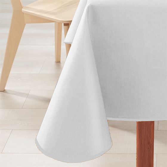 Nappe de table  rectangulaire anti-tache lisse unie blanc