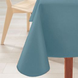 Nappe de table anti tache rectangulaire lisse bleu gris avec biais