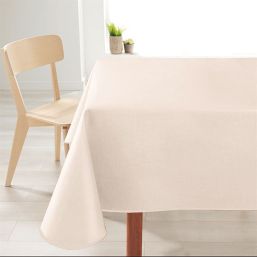 Tablecloth rectangular anti-stain plain cream colored