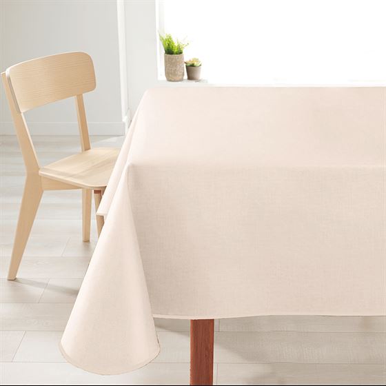 Tischdecke Anti-Flecken einfarbig Creme | Franse Tafelkleden
