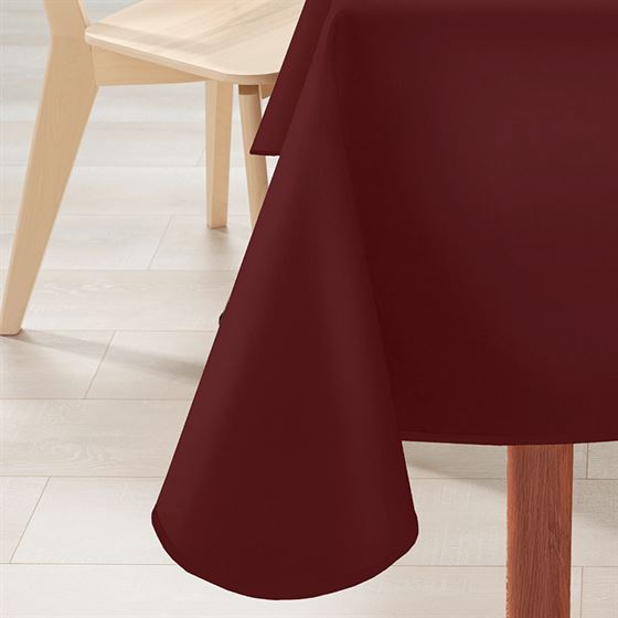 Tablecloth anti stain rectangular plain burgundy with bias tape