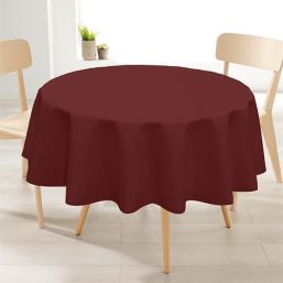 Tablecloth anti stain round smooth burgundy