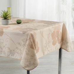Tablecloth beige with leaves 350 X 148 French tablecloths